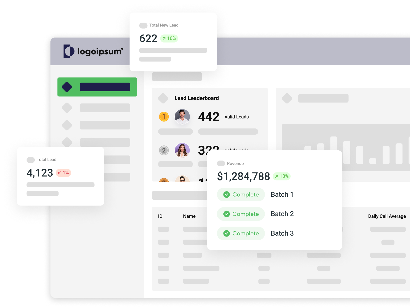 User interface design showcasing an organized and intuitive dashboard layout